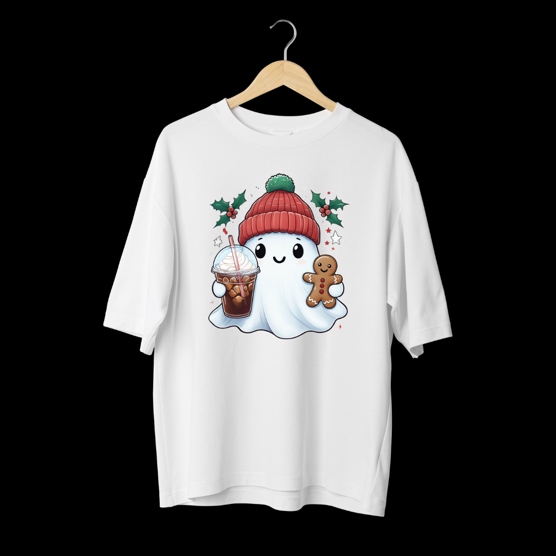 "Festive Ghost Holiday Tee" T-Shirt Design Bundle cover image.