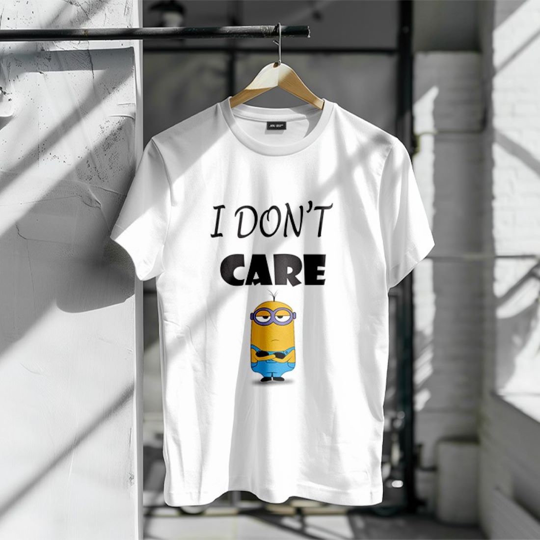 I Don't Care Minion T-shirt design cover image.