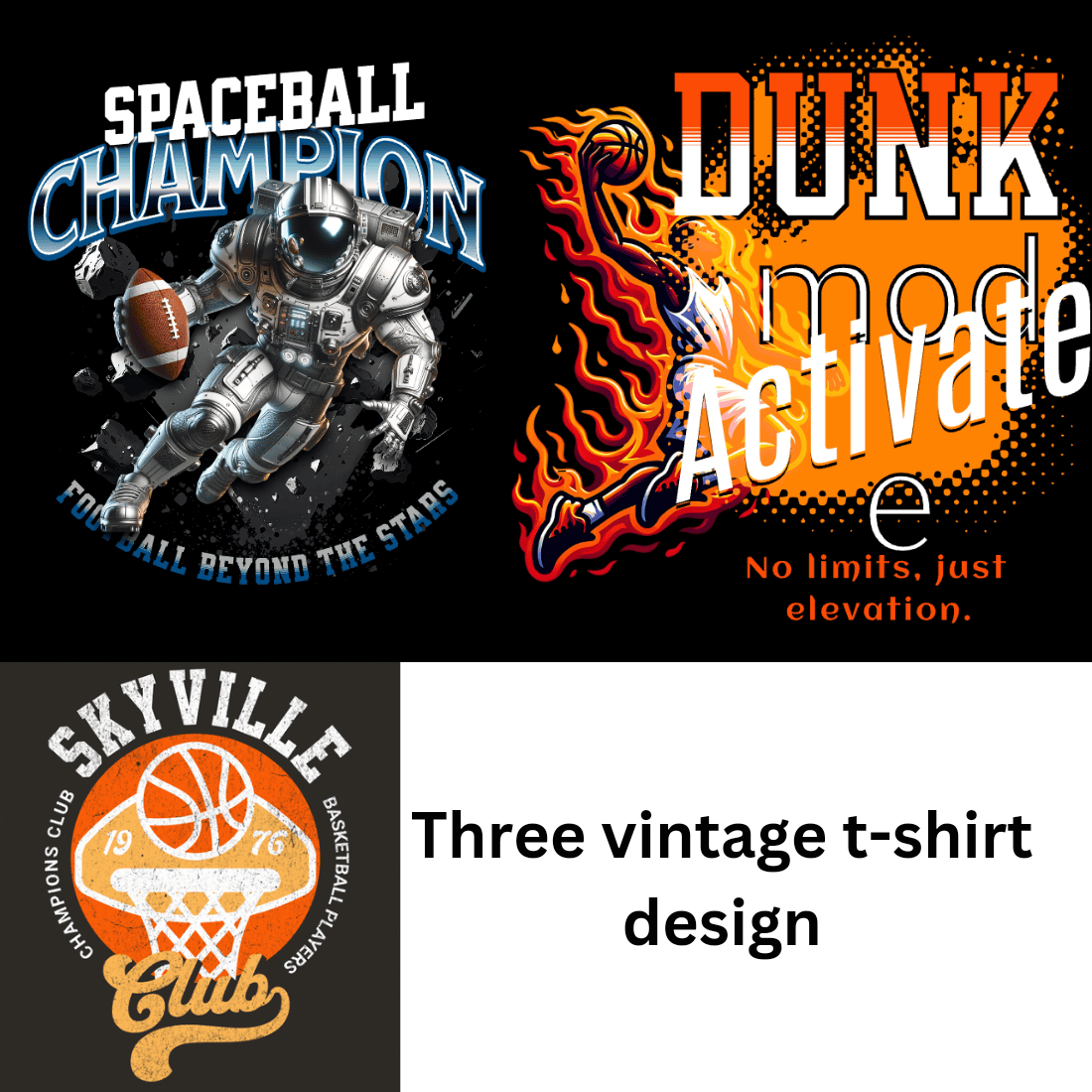 Three vintage t-shirts design cover image.