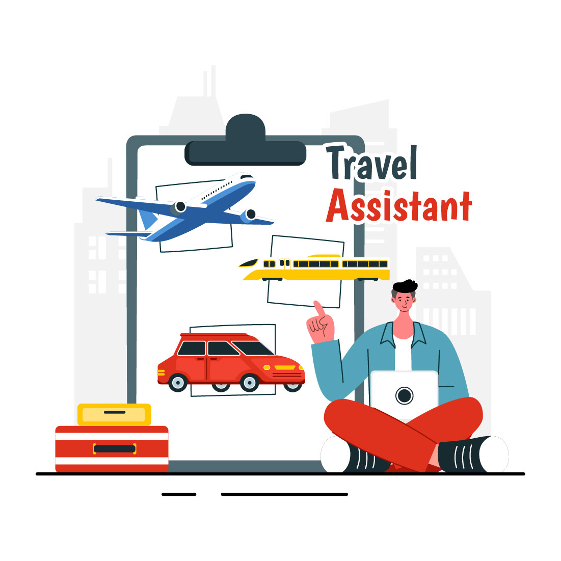 9 Travel Assistant Illustration preview image.