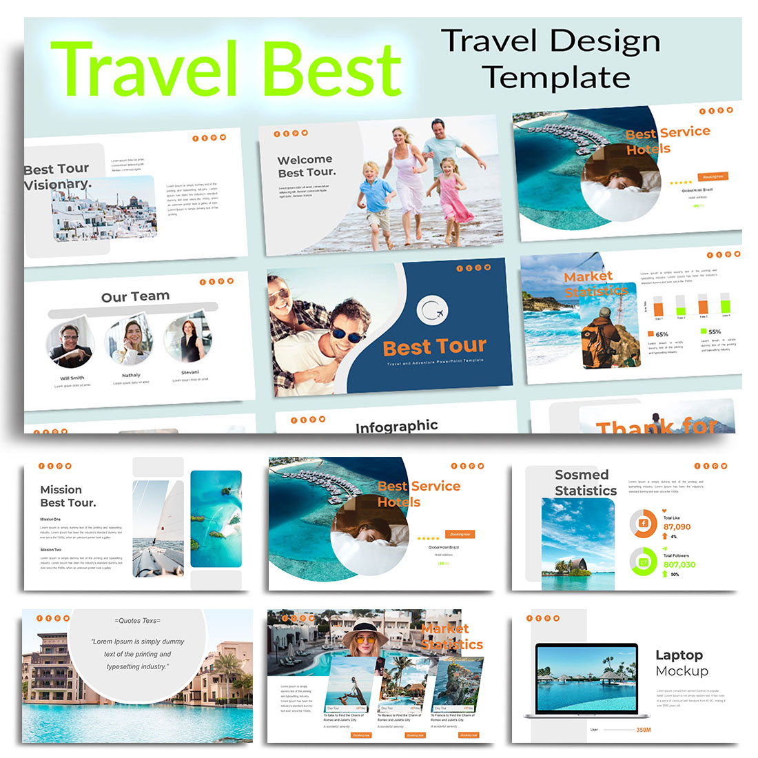 Travel Best Persentation Template cover image.