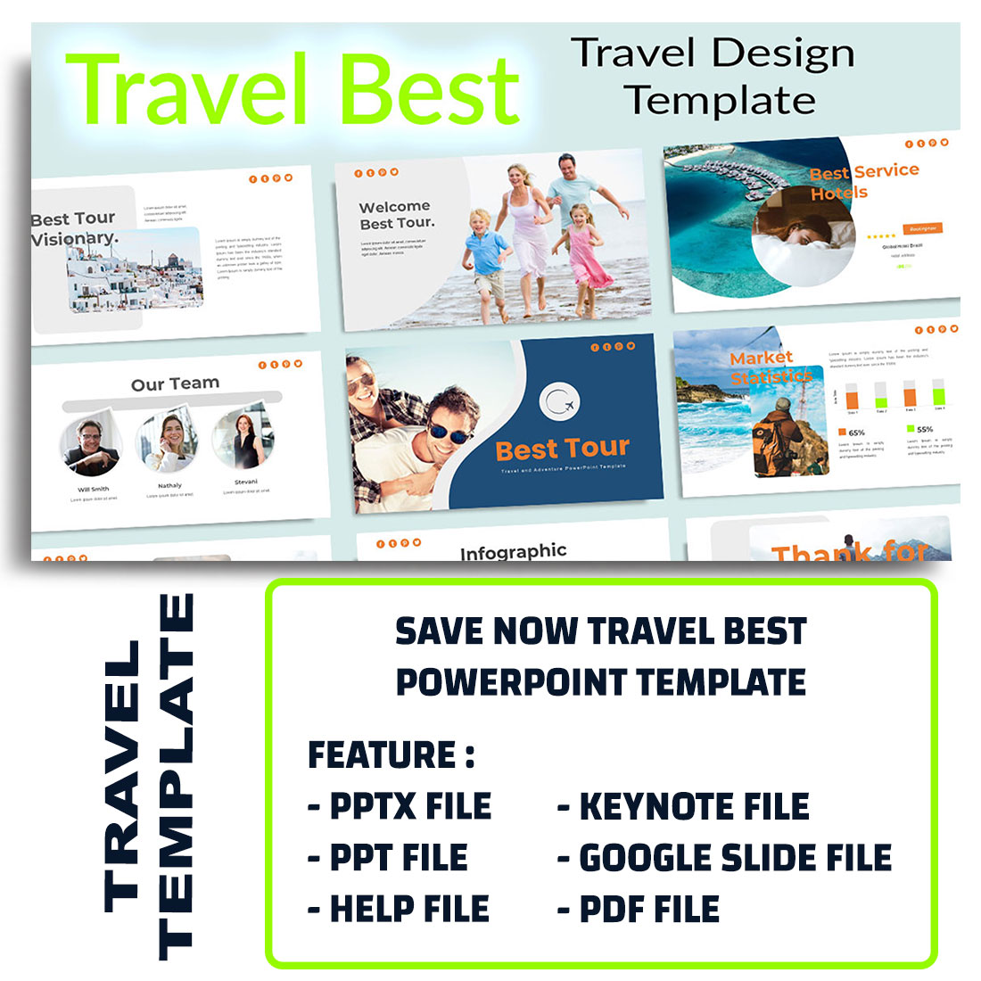 Travel Best Persentation Template preview image.