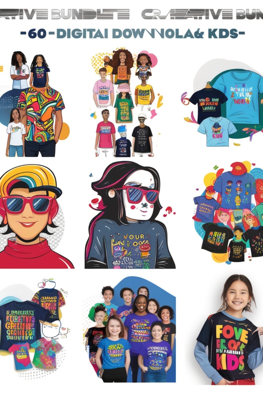 Creative Kids' T-Shirt Design Collection pinterest preview image.