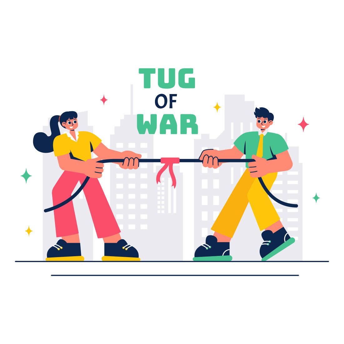 8 Business Competition Tug of War Illustration preview image.