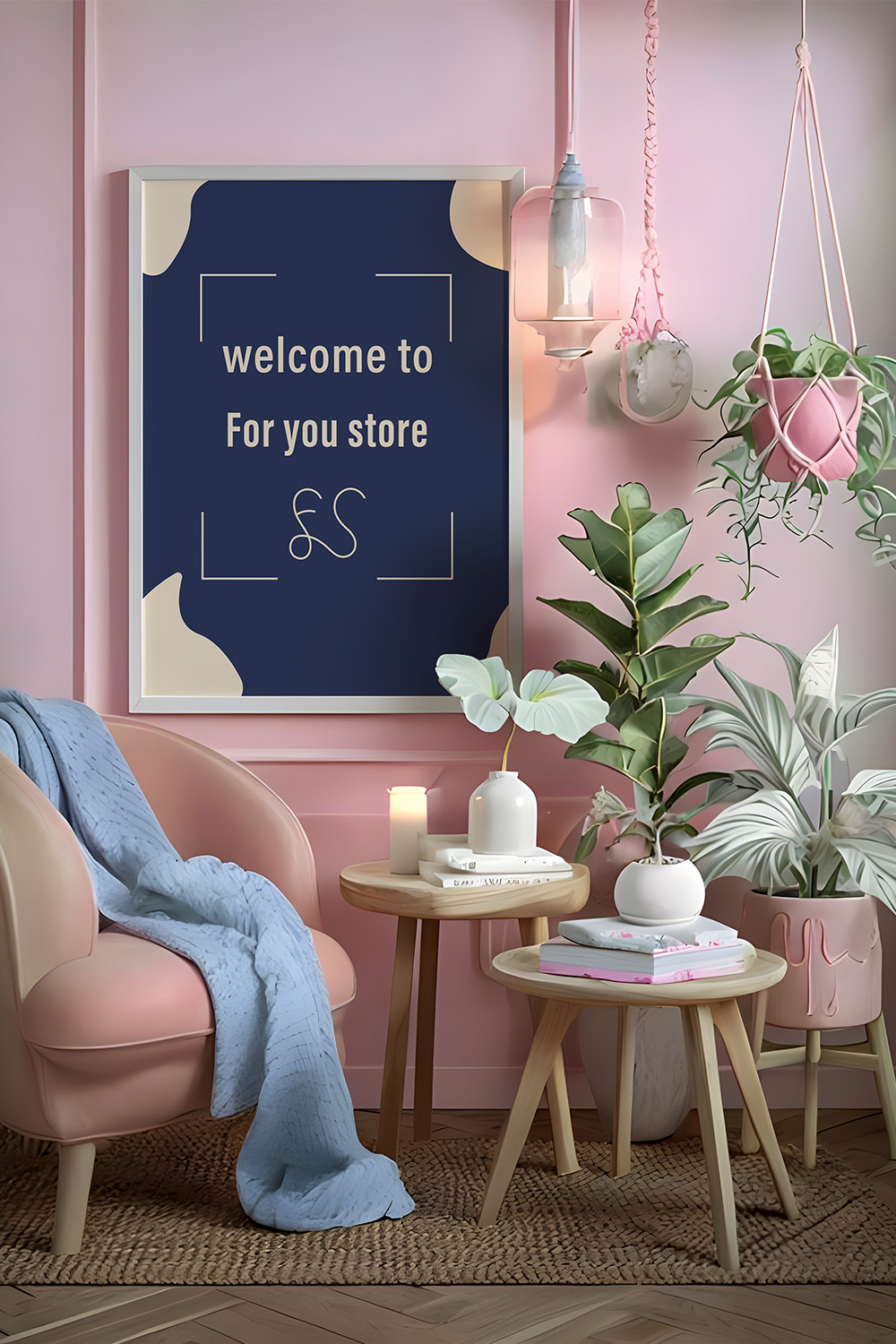 Elegant Classic Interior House Mockup Banner pinterest preview image.