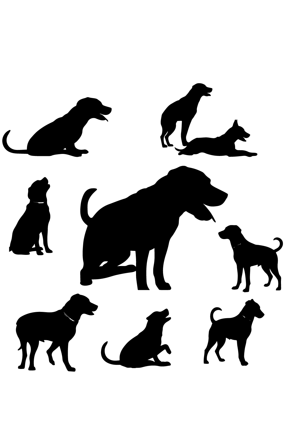 Set Silhouettes of dog pinterest preview image.