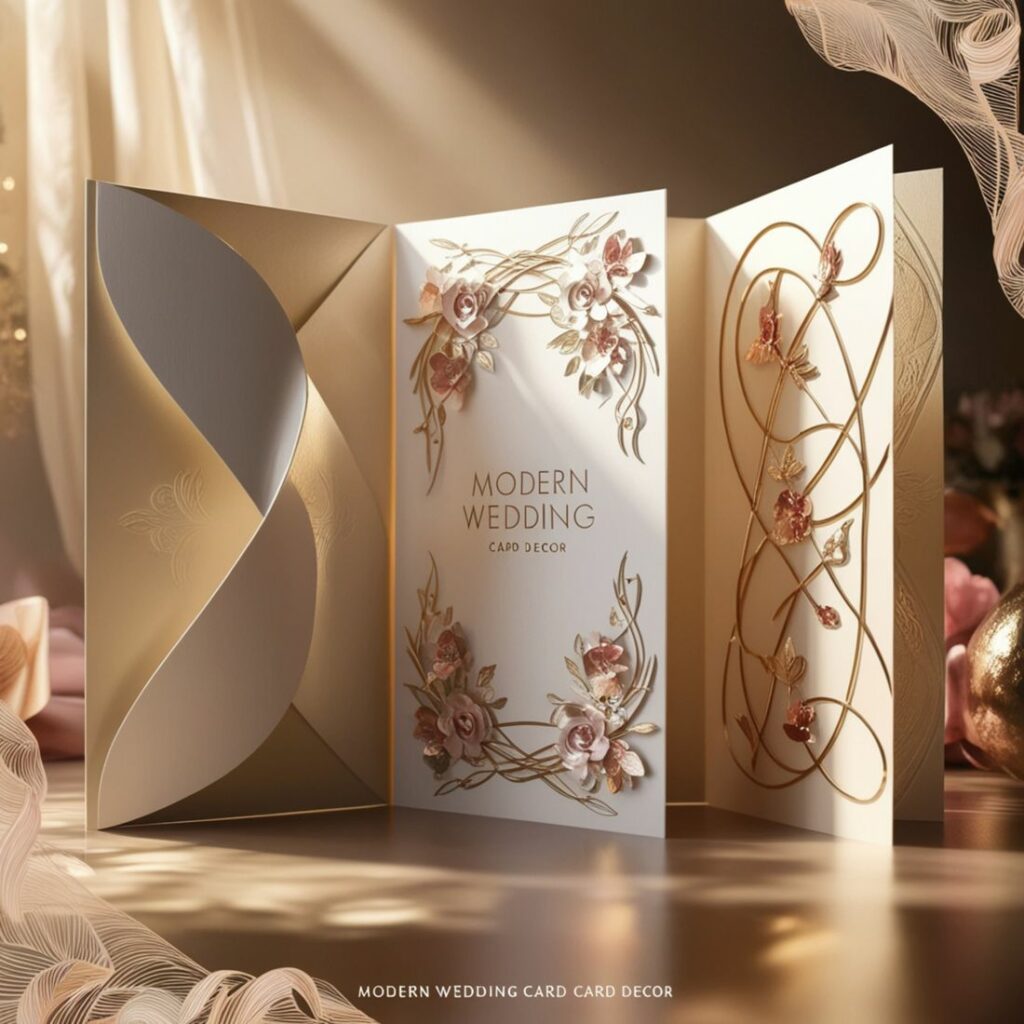 Pink Floral and Leaf Wedding Card Design - MasterBundles