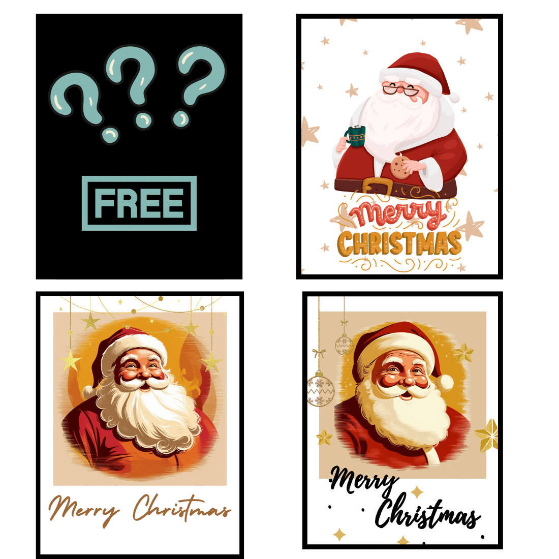 3 Christmas T-shirt designs + 1 gift design cover image.