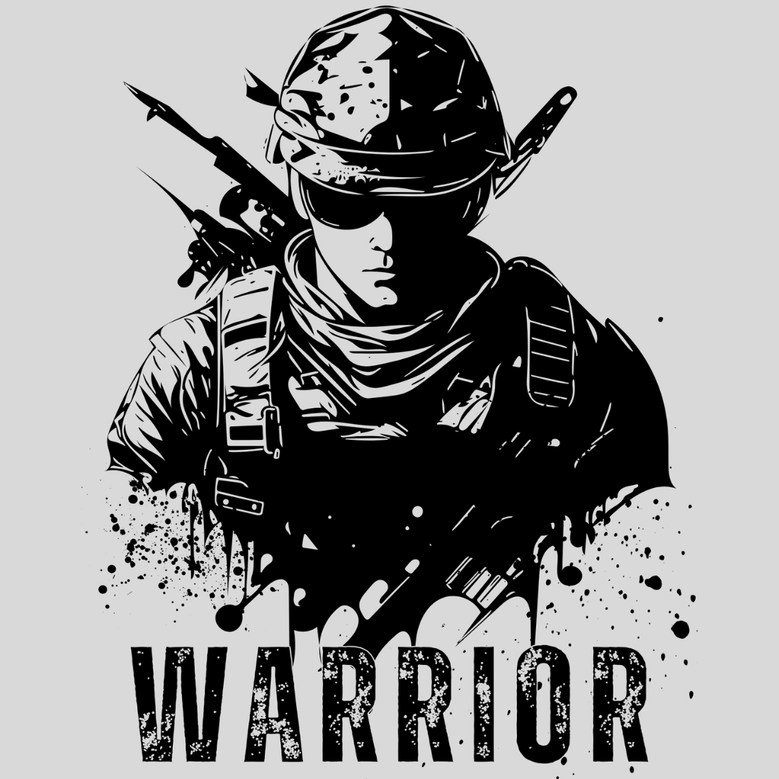 Warrior T-shirt design preview image.