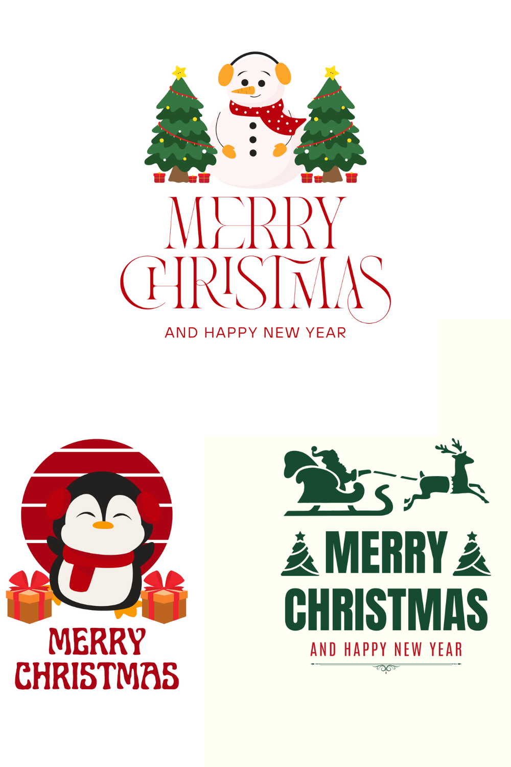 Festive Trio : 3 Christmas T-Shirt Designs for Holiday Cheer pinterest preview image.