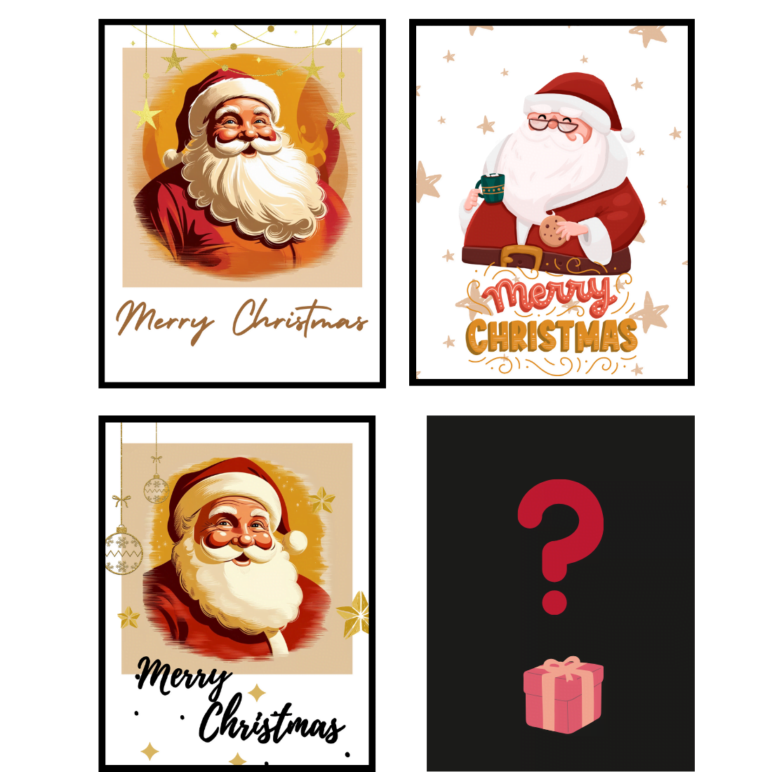 3 Christmas T-shirt designs + 1 gift design preview image.