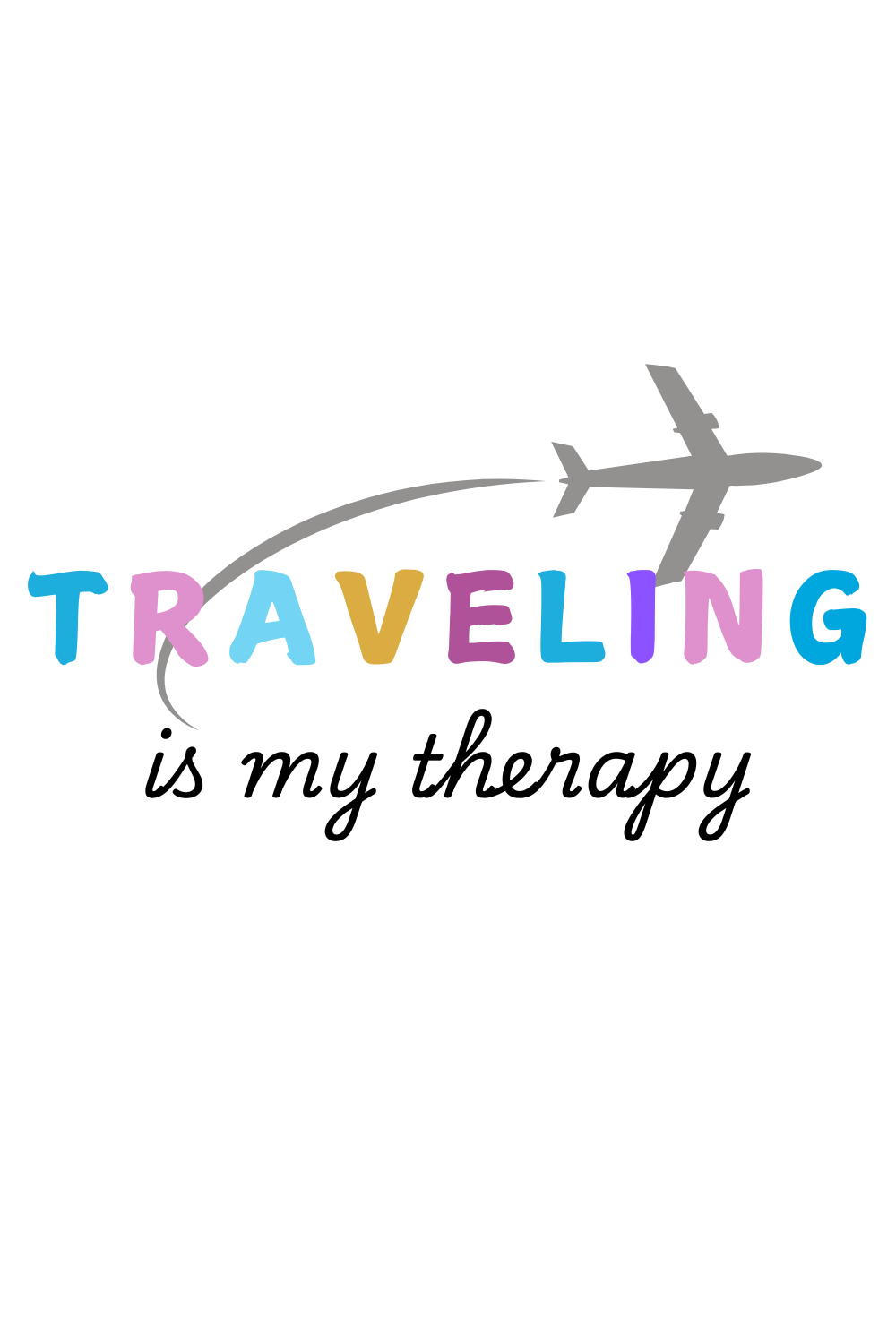 "Traveling is My Therapy" T-Shirt pinterest preview image.