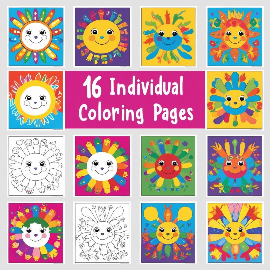 Kids animal coloring pages preview image.