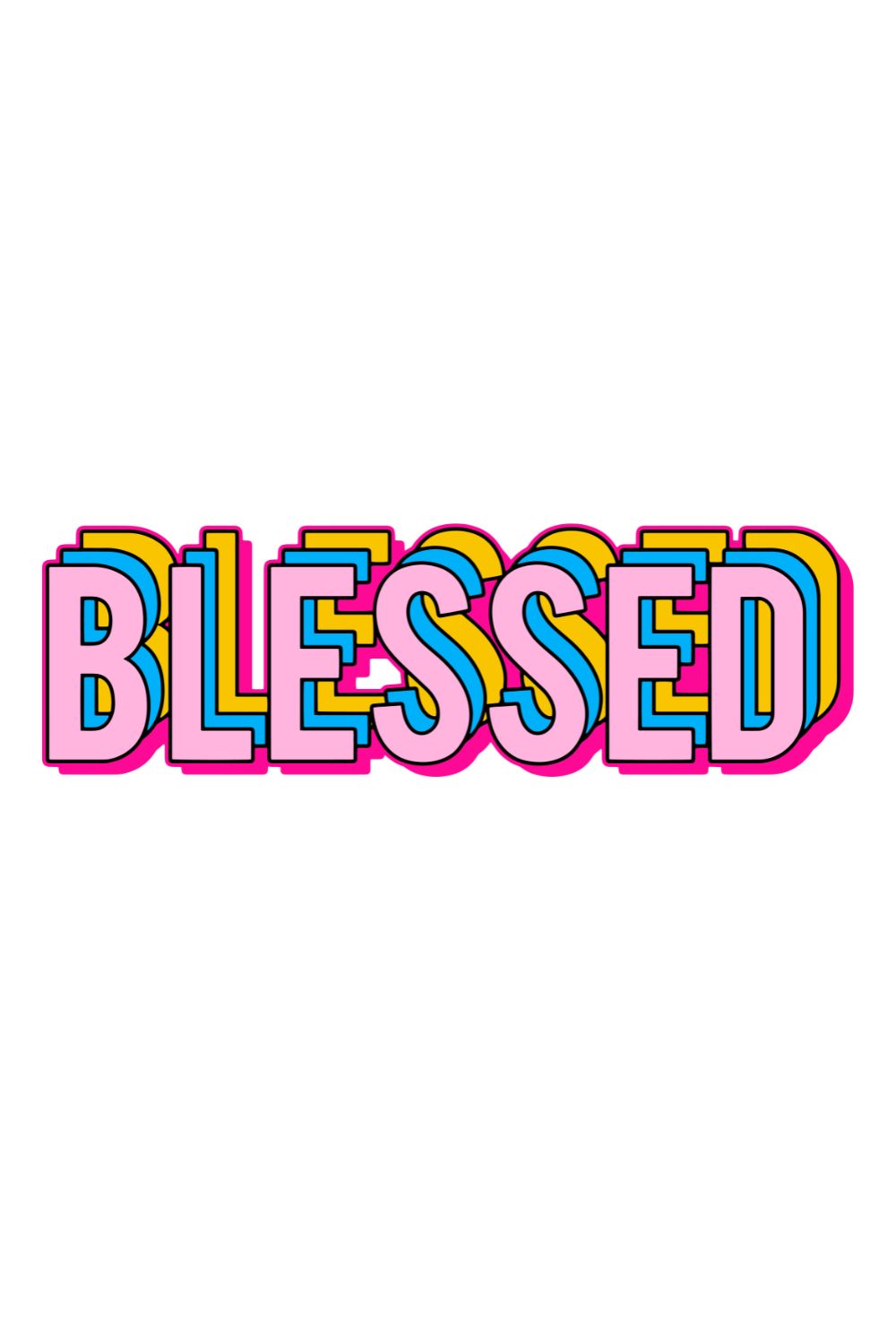 Blessed text color t-shirt design pinterest preview image.