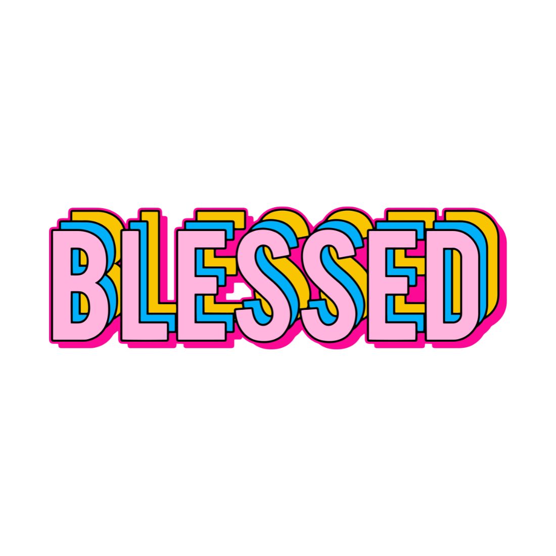 Blessed text color t-shirt design preview image.