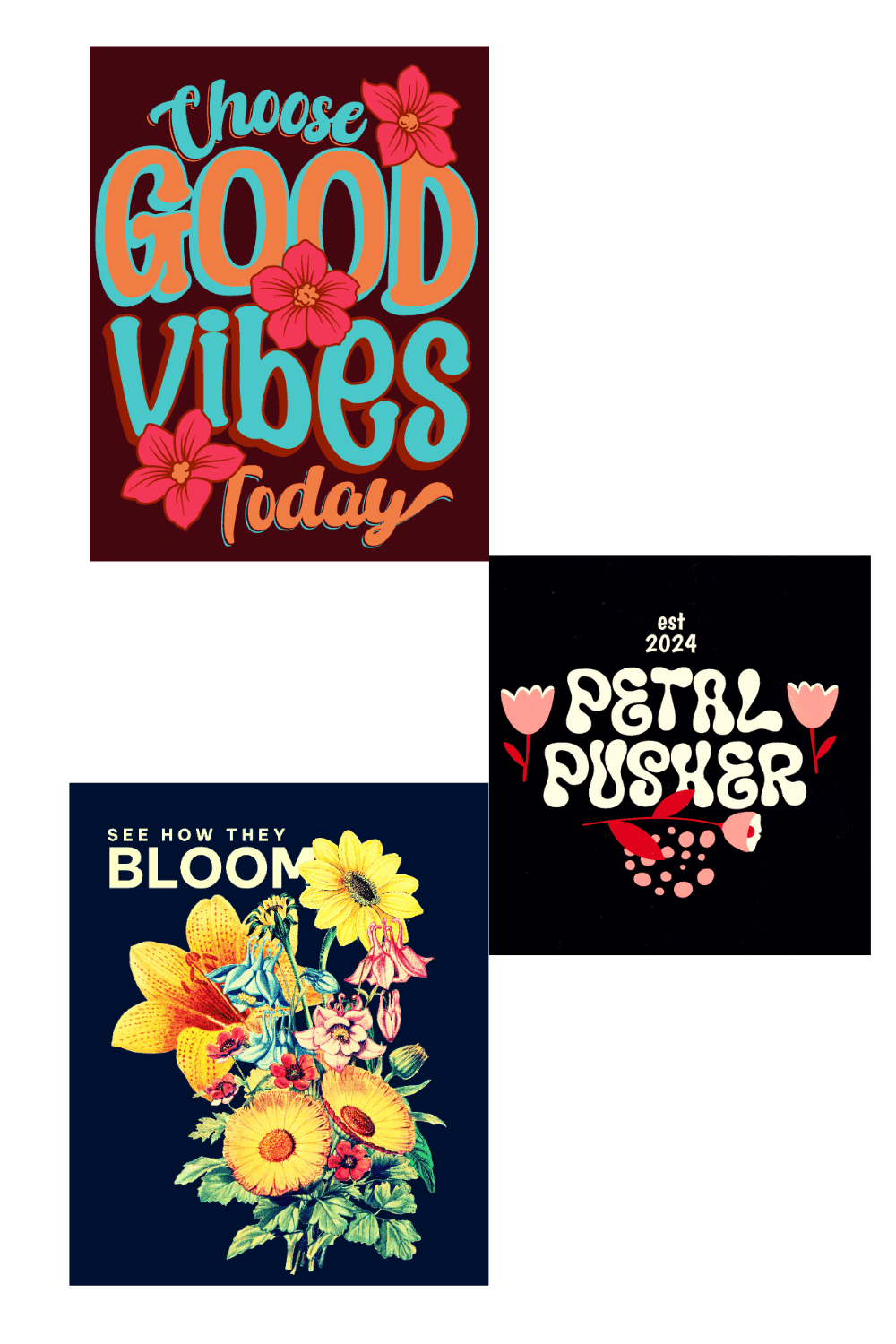 Floral T-shirts Design pinterest preview image.