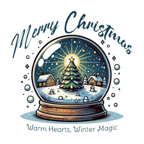 Merry Christmas Snow Globe T-Shirt – Warm Hearts, Winter Magic cover image.