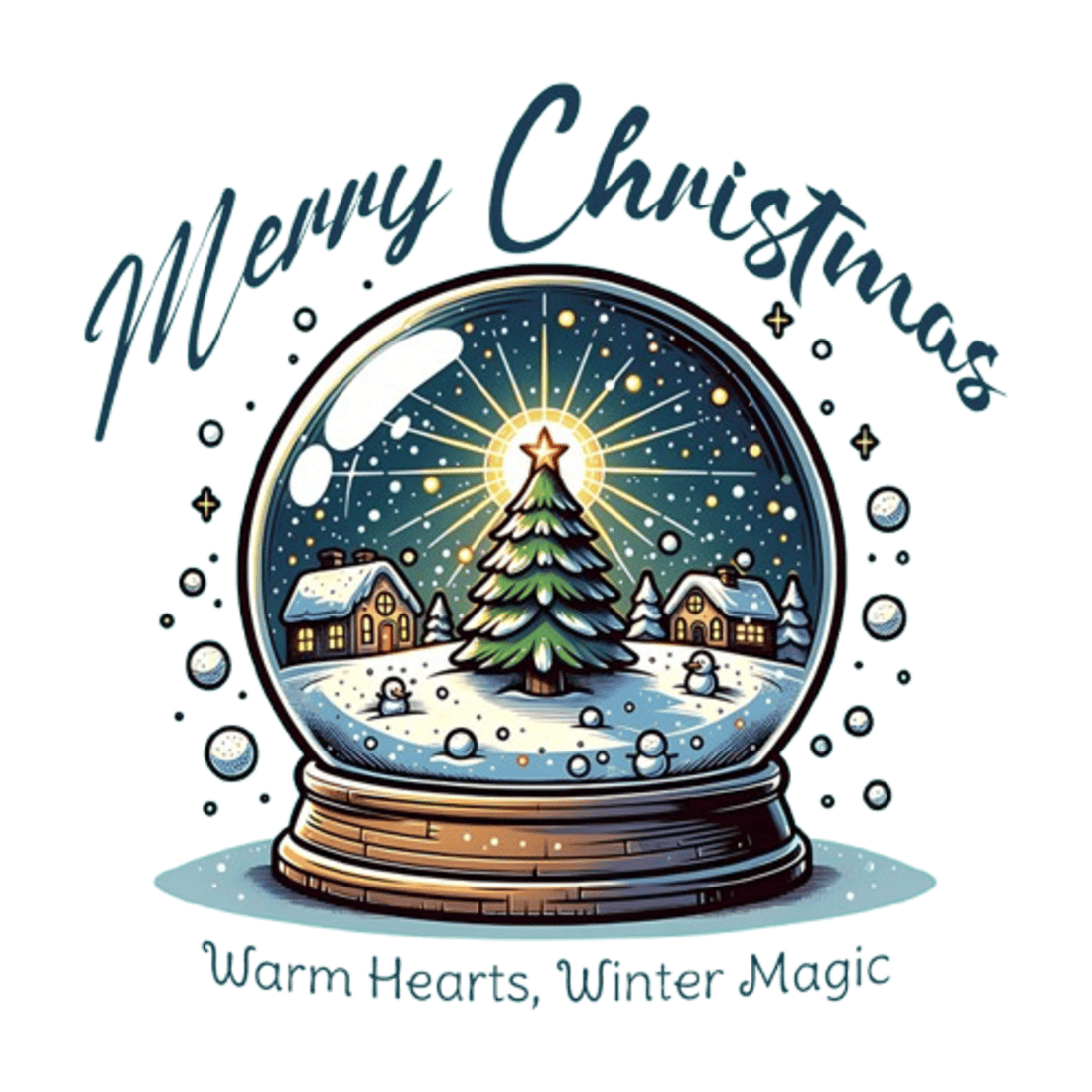 Merry Christmas Snow Globe T-Shirt – Warm Hearts, Winter Magic cover image.