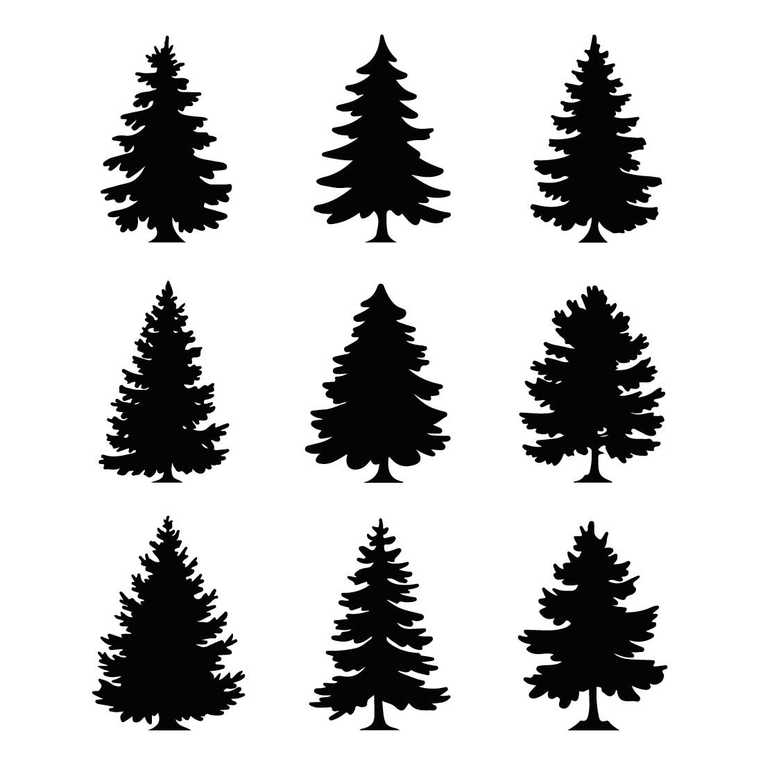 Vector Silhouettes of 26 Unique Pine Trees preview image.