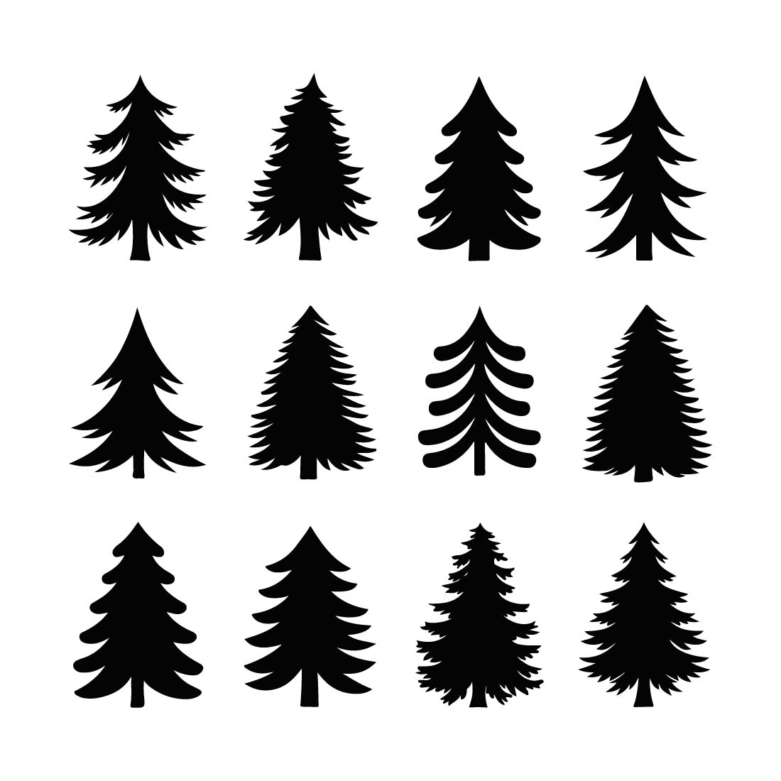 vector silhouettes of 26 unique pine trees 5 325