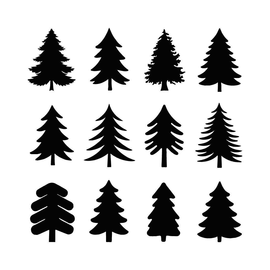 vector silhouettes of 26 unique pine trees 7 769