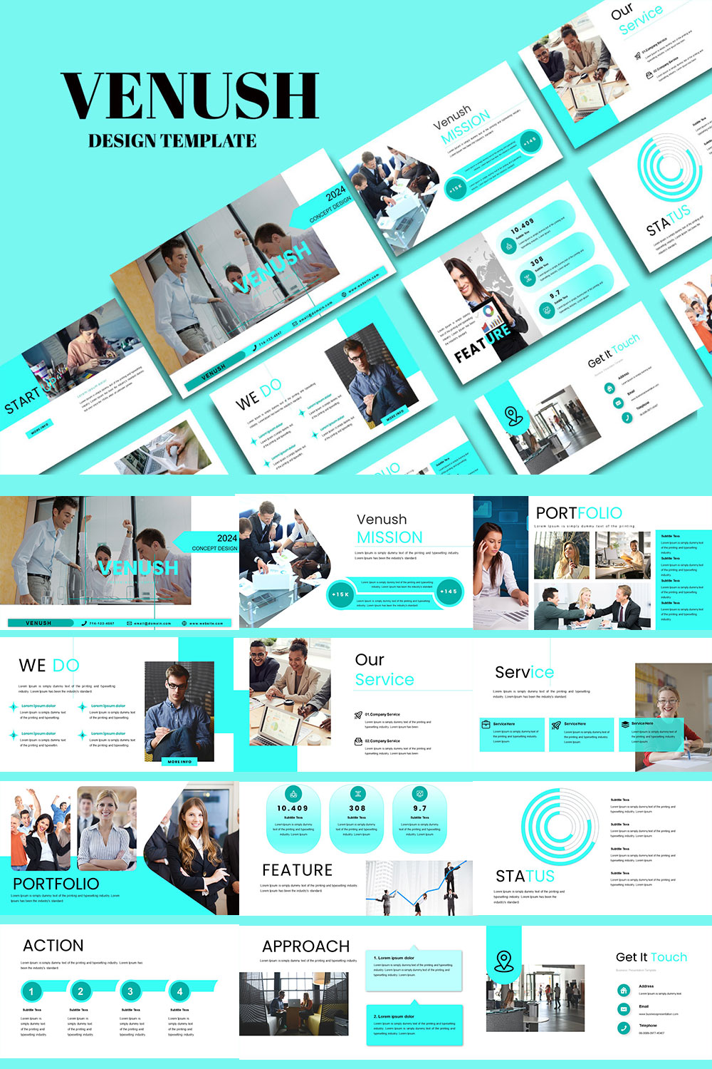 Venush Persentation Template pinterest preview image.