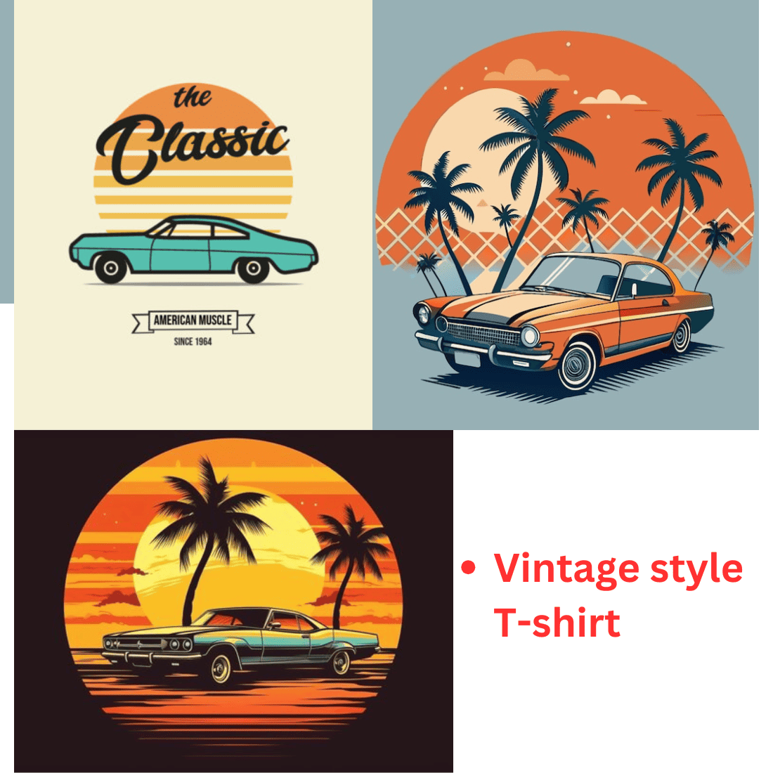 Vintage style T-shirt preview image.