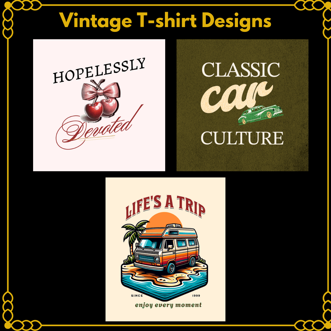 Vintage T-shirts Designs preview image.