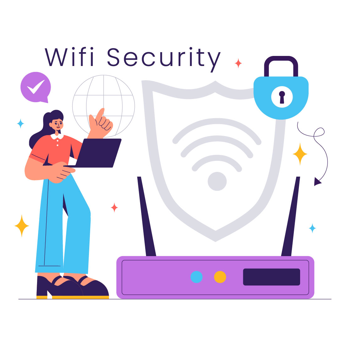 9 WiFi Security Wireless Technology Illustration preview image.