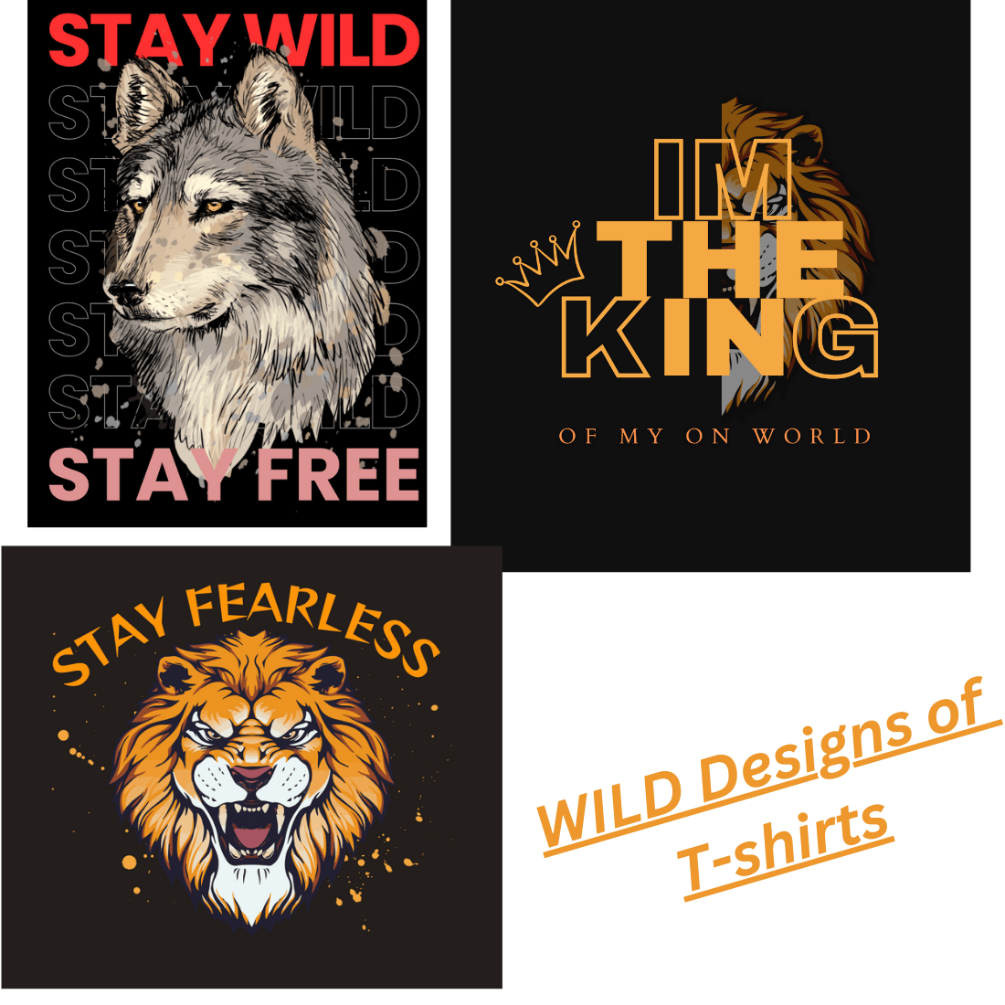 Wild t-shirt designs preview image.