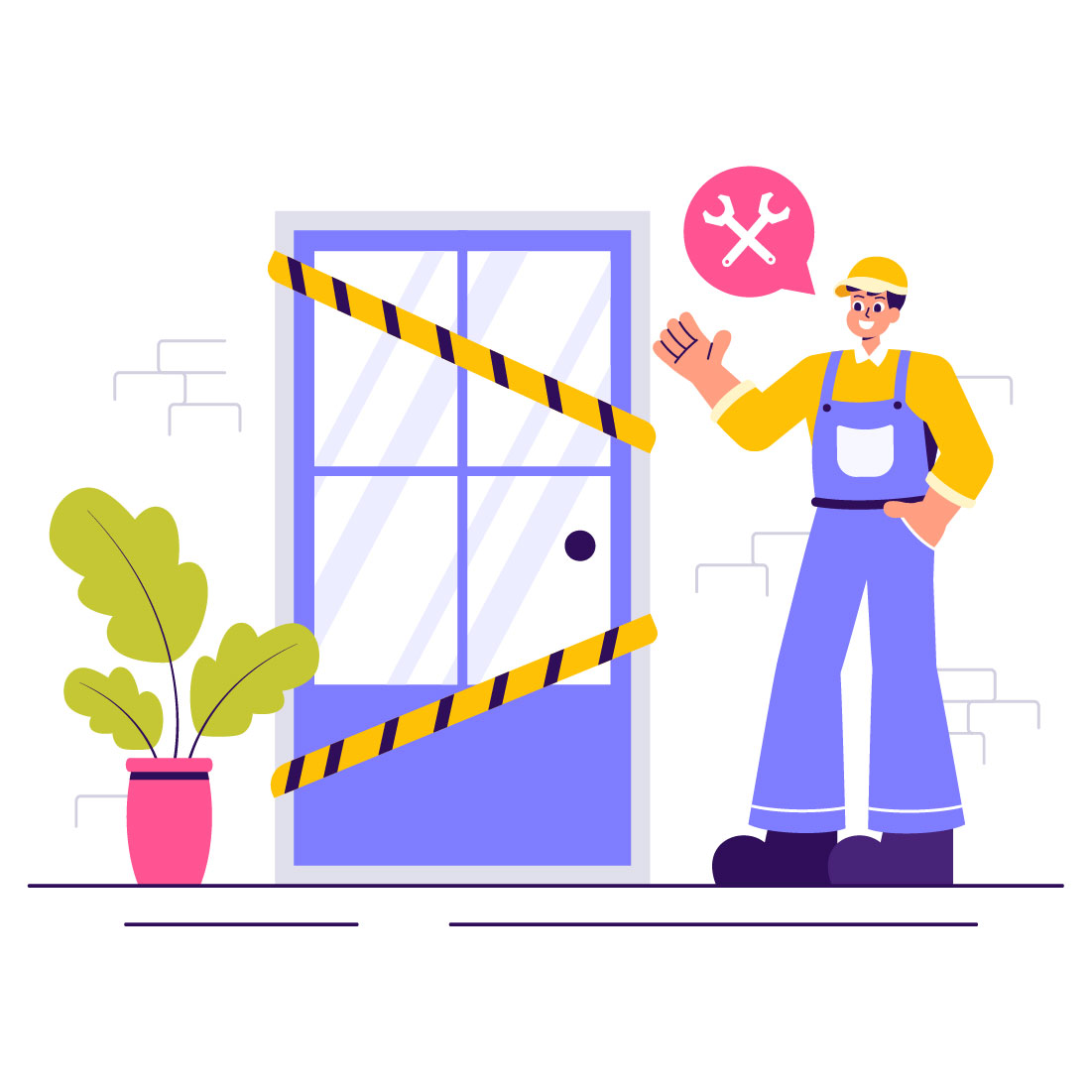 12 Windows and Doors Service Illustration preview image.