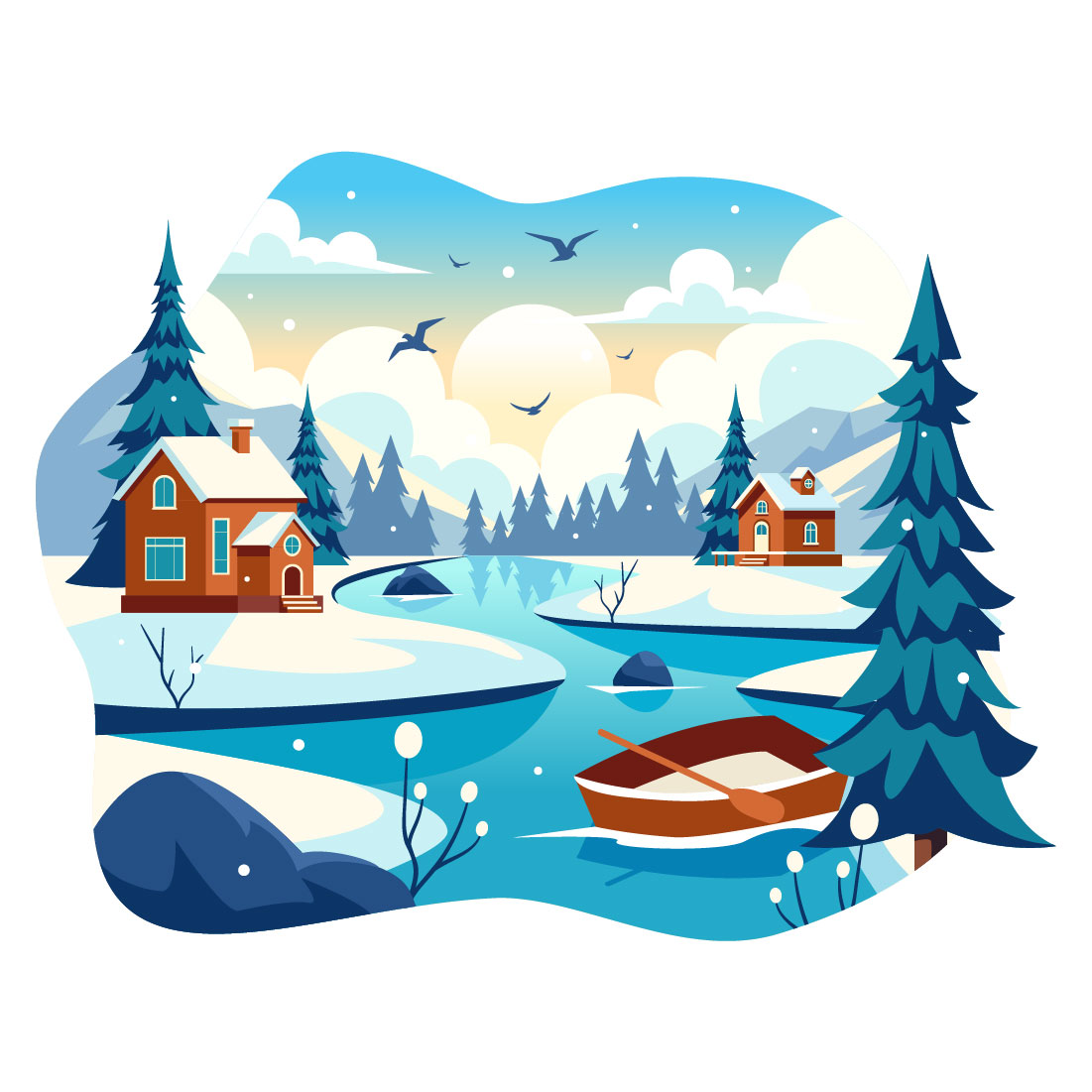 9 Charming Winter Village Illustration preview image.