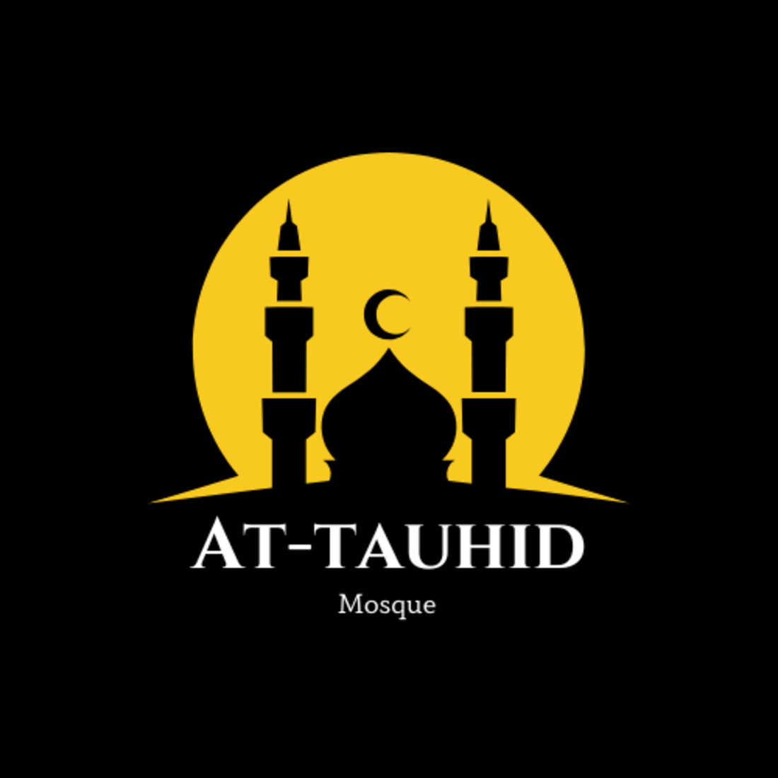 Yellow Simple Islamic At-Tauhid Mosque Logo preview image.