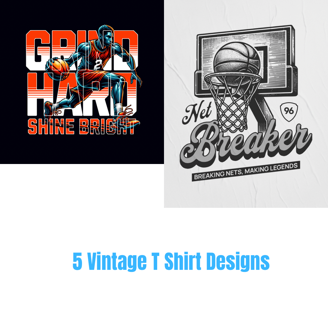 5 Vintage T Shirt Designs preview image.