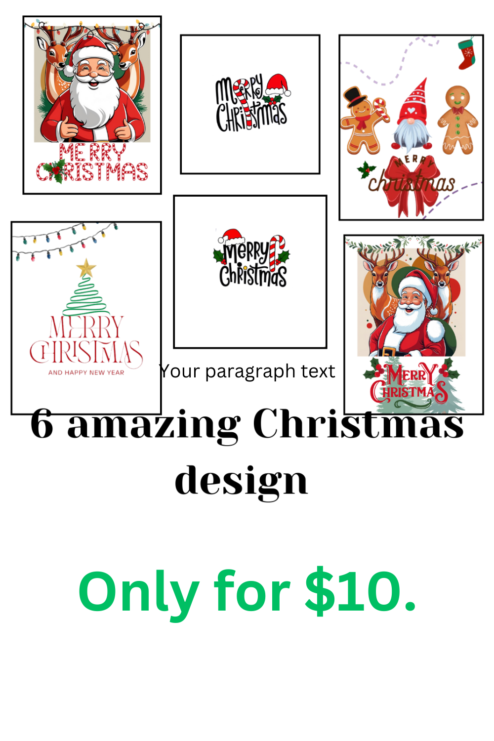 6 Christmas T-shirt/mugs designs pinterest preview image.