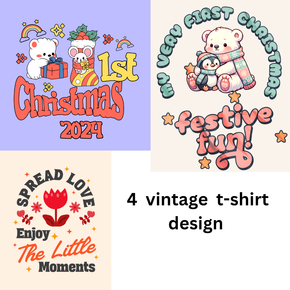 4 vintage t shirt design cover image.