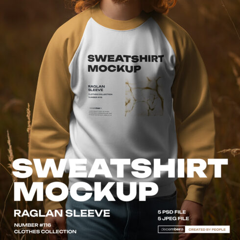 5 Mockups of Men's Raglan Sleeve Sweatshirt on the Sunset Outdoor Vol 02 cover image.