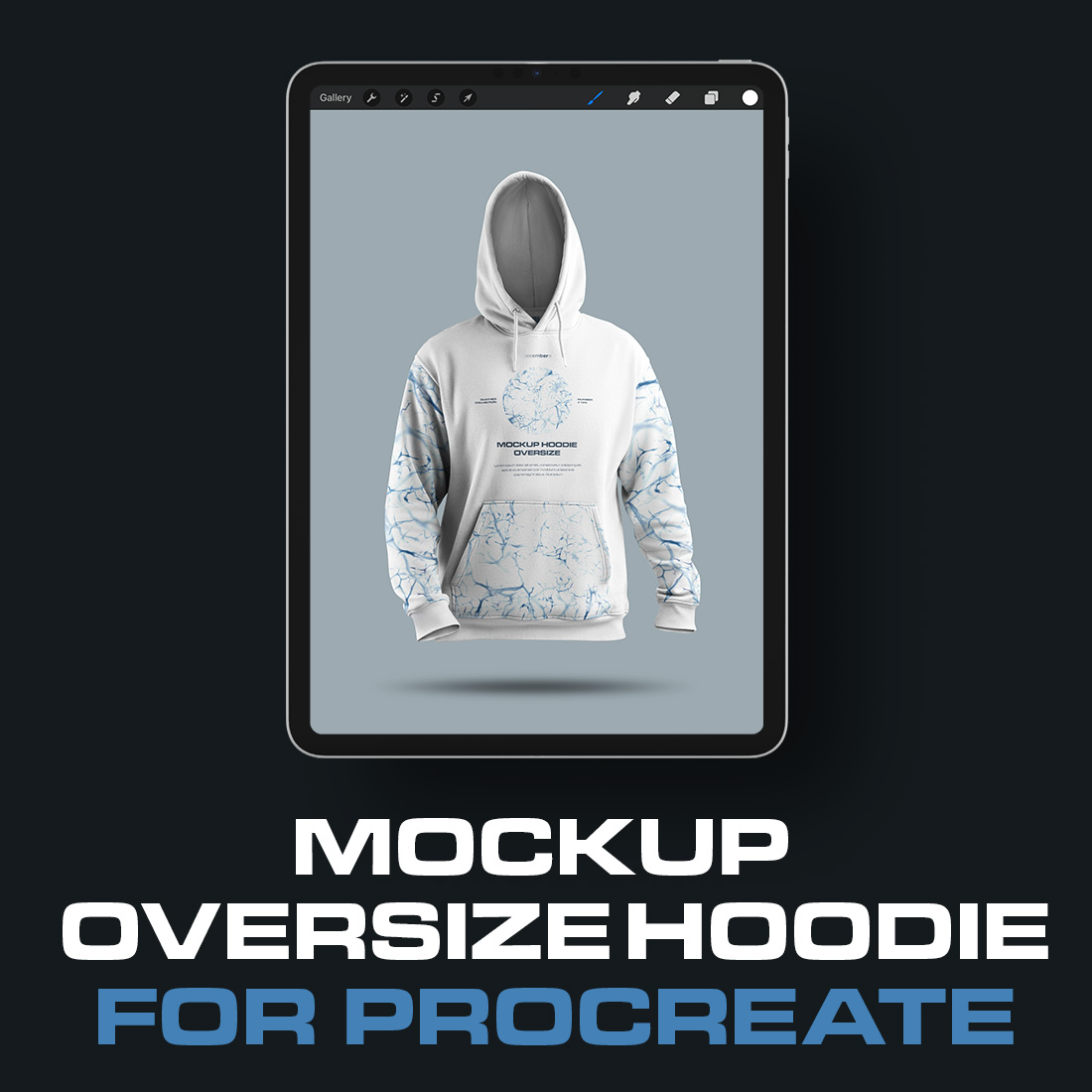 7 Mockups Oversize Hoodie in 3D Style for Procreate on the iPad cover image.