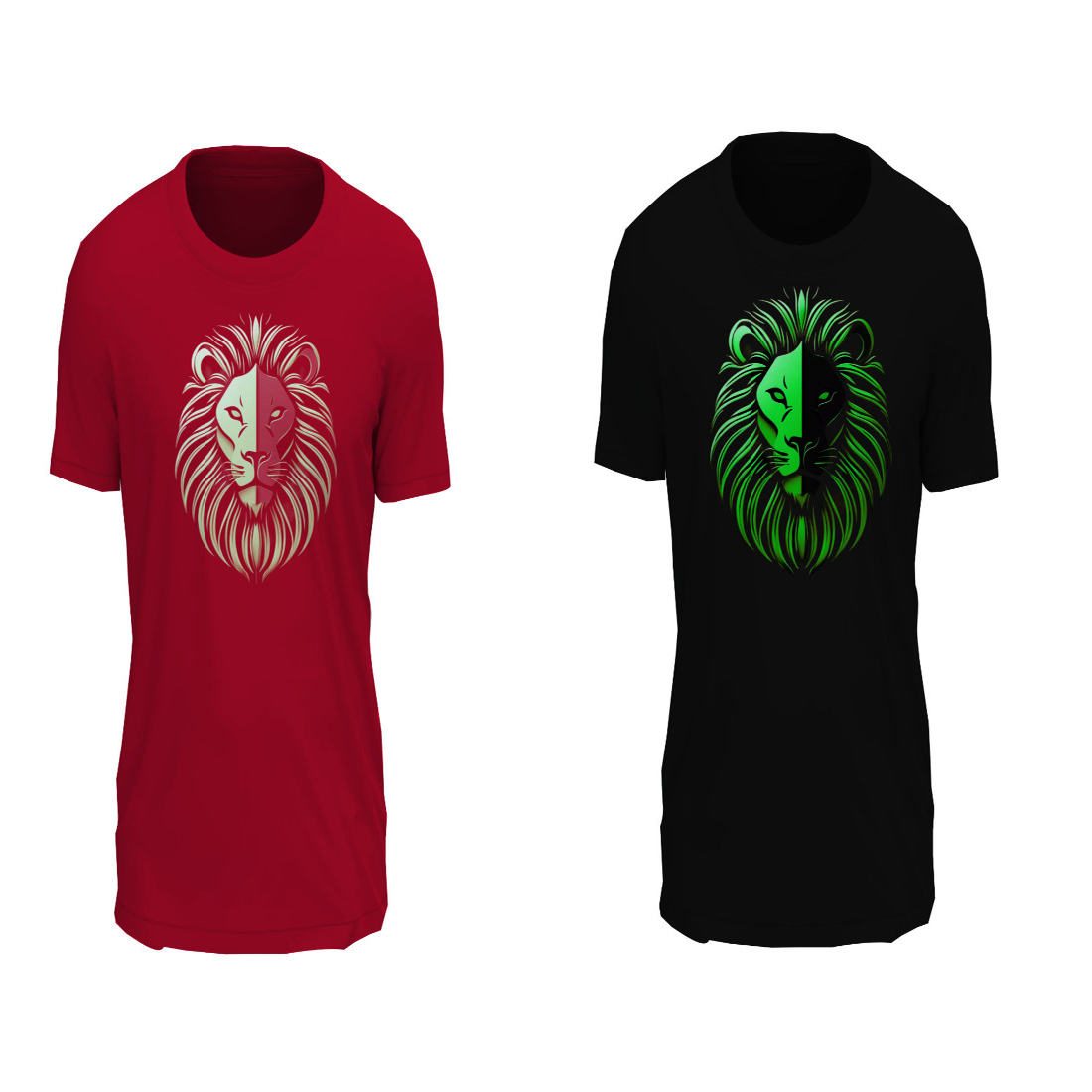 Bold Lion Graphic T-Shirt - Red & Black - Unisex Casual Wear preview image.