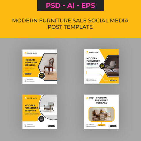 Modern Furniture Sale Social Media Post Design Template cover image.