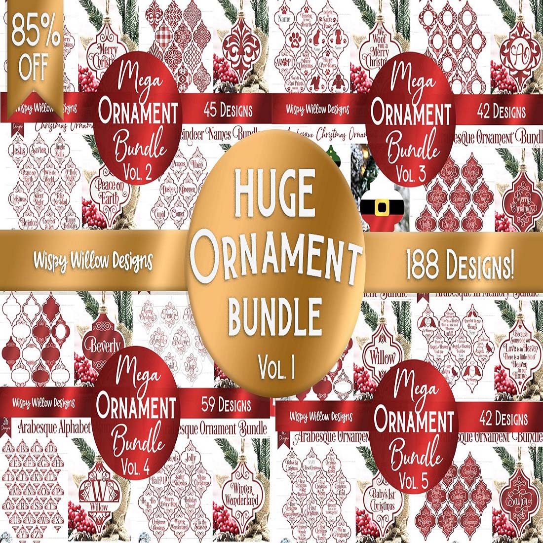 Huge Ornament SVG Bundle Arabesque Christmas Ornaments SVG cover image.