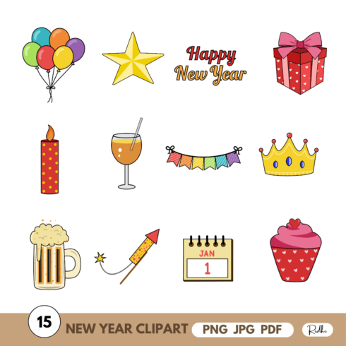 New Year Clipart Bundle cover image.