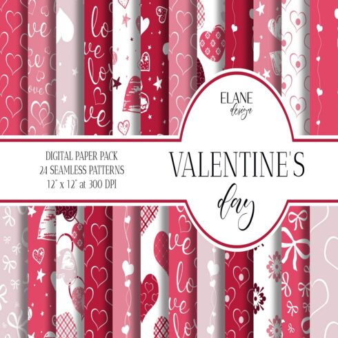 Valentine's Day Digital Paper, Love Seamless Patterns cover image.