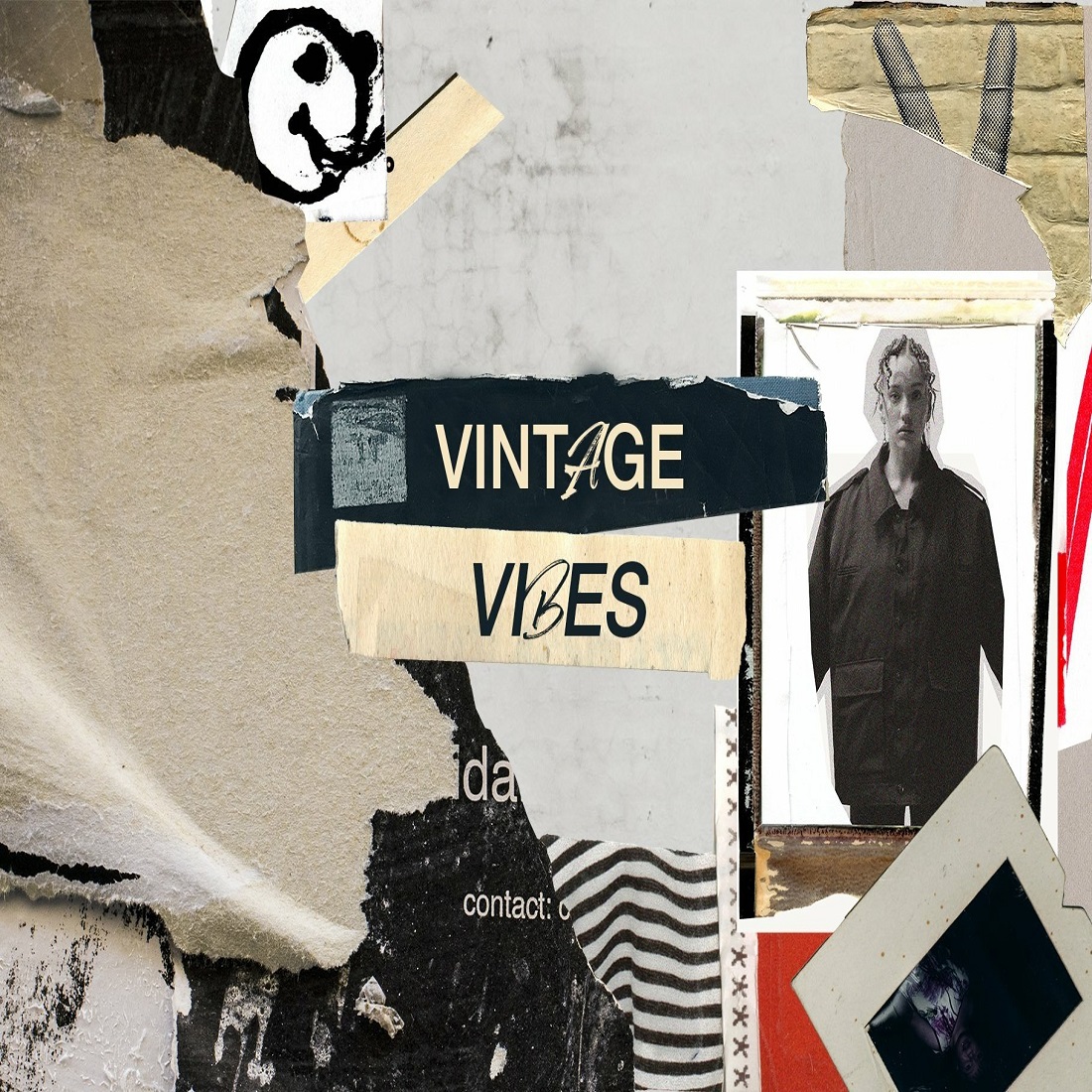 Vintage Vibes Collage Art preview image.