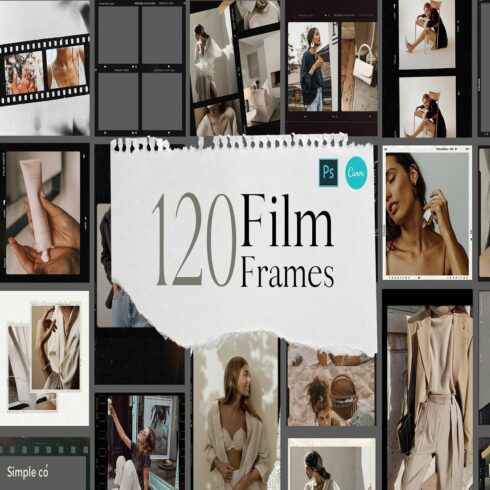 CANVA & PS 120 Film Frames Social Media Pack cover image.