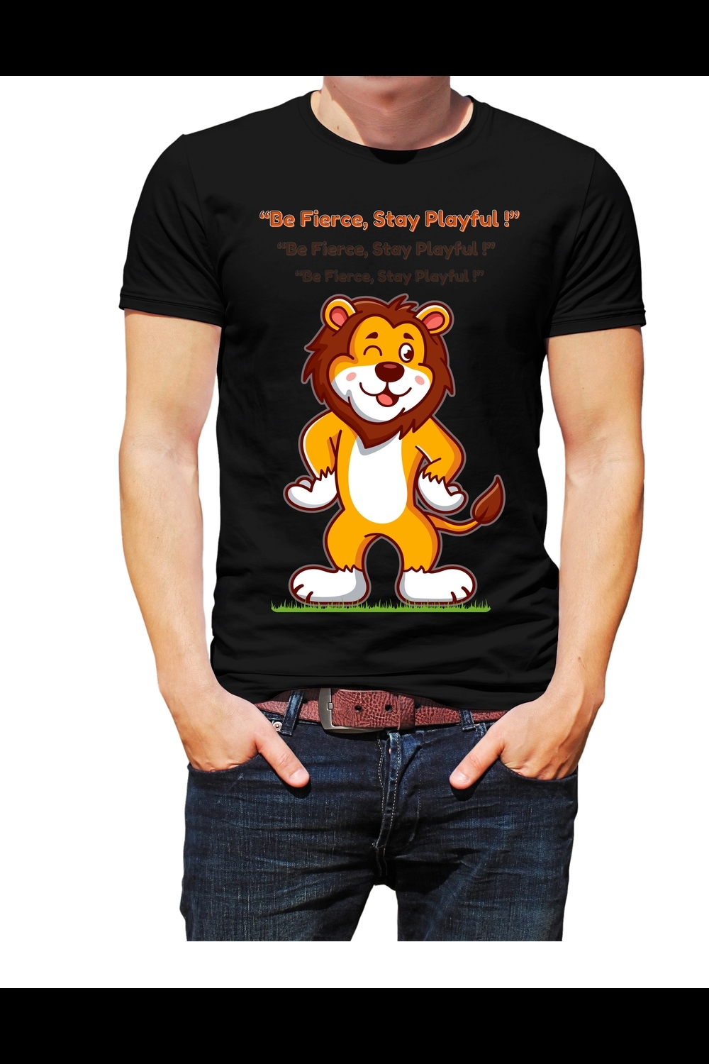 "Playful Lion Graphic T-Shirt – Bold and Fun Design for All Ages" pinterest preview image.