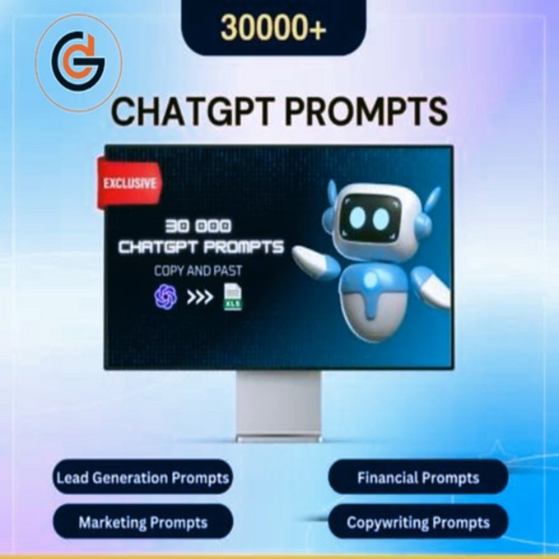 30000+ ChatGPT Prompts Bundle Digital cover image.