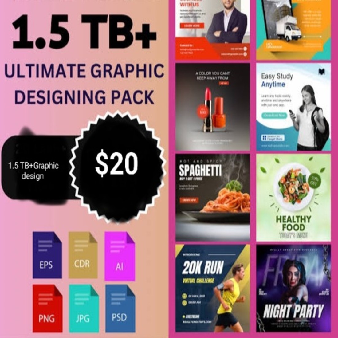 15 TB+ ULTIMATE GRAPHIC DESIGNING PACK Bundle Mega Pack preview image.