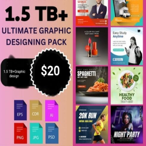 15 TB+ ULTIMATE GRAPHIC DESIGNING PACK Bundle Mega Pack cover image.