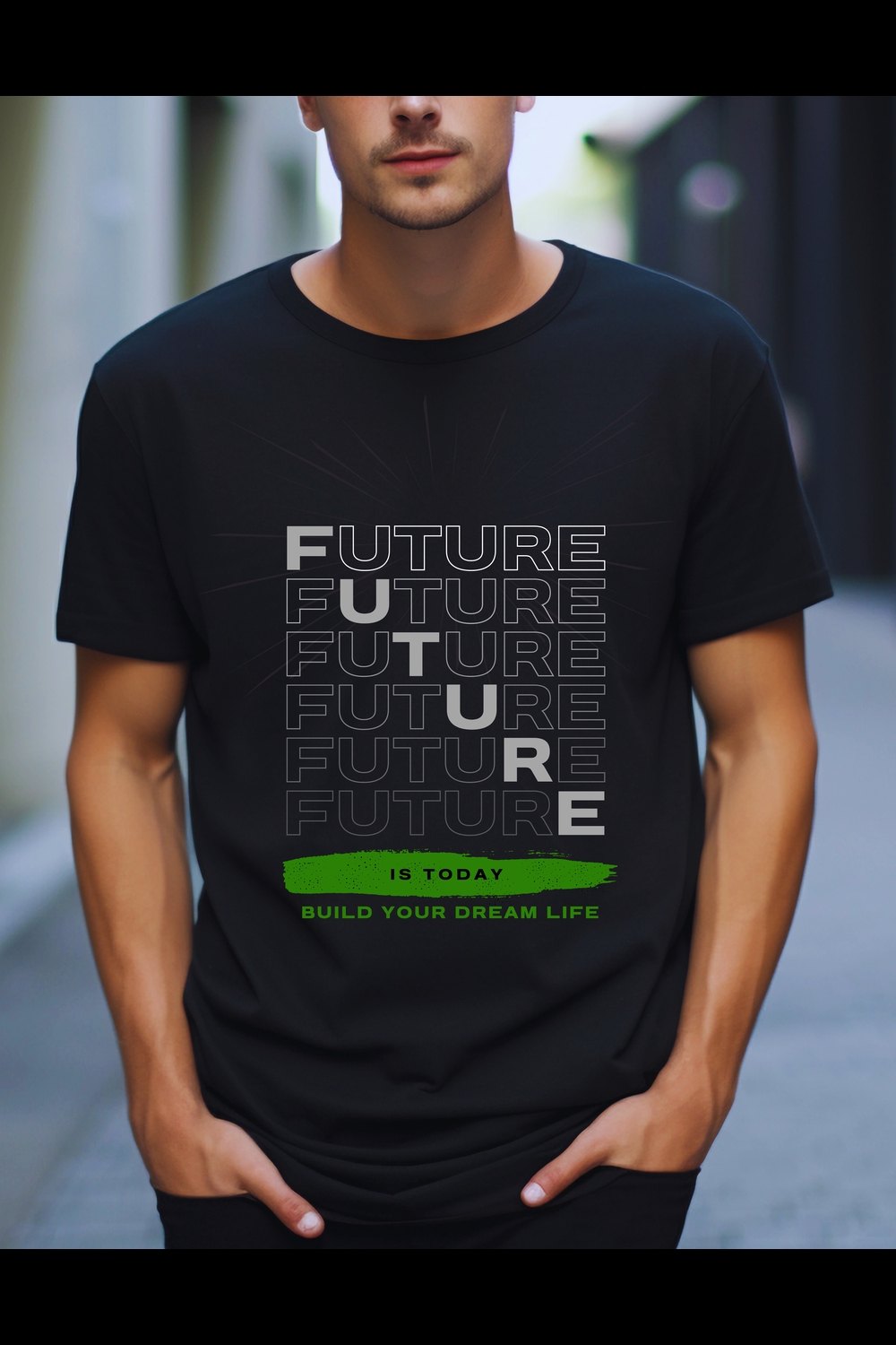 "Motivational Future Graphic T-Shirt - Build Your Dream Life" pinterest preview image.